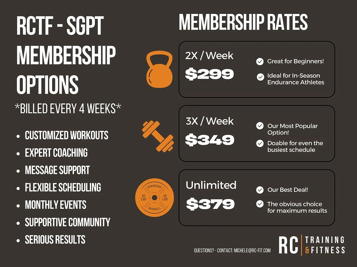 RCTF Membership Pricing Options updated July 24