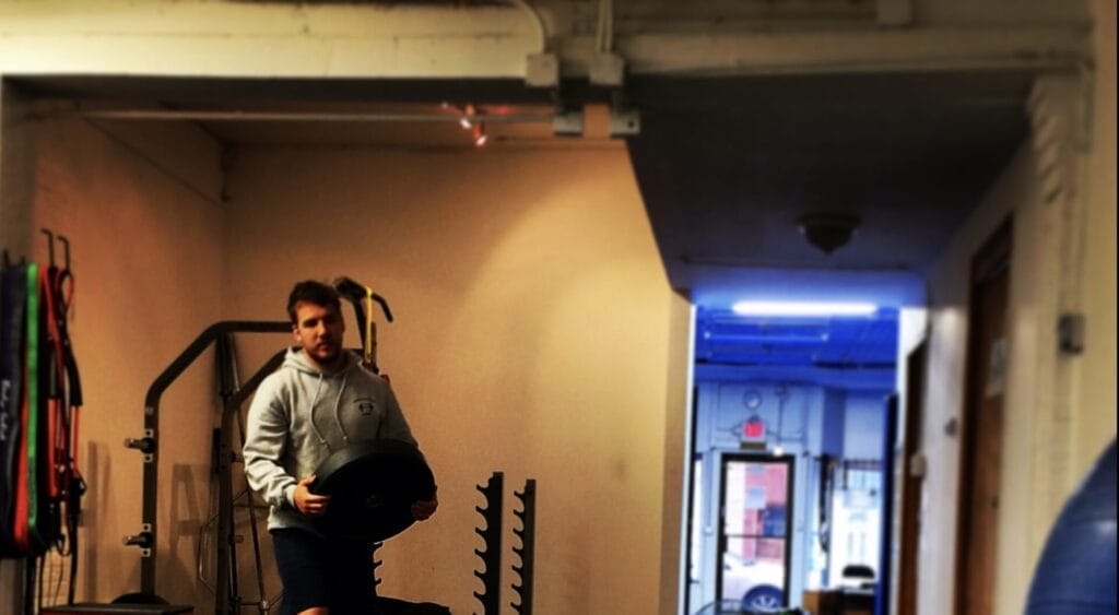 Young man on a training