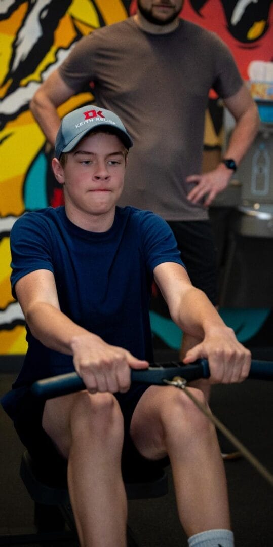 Athlete on rowing machine